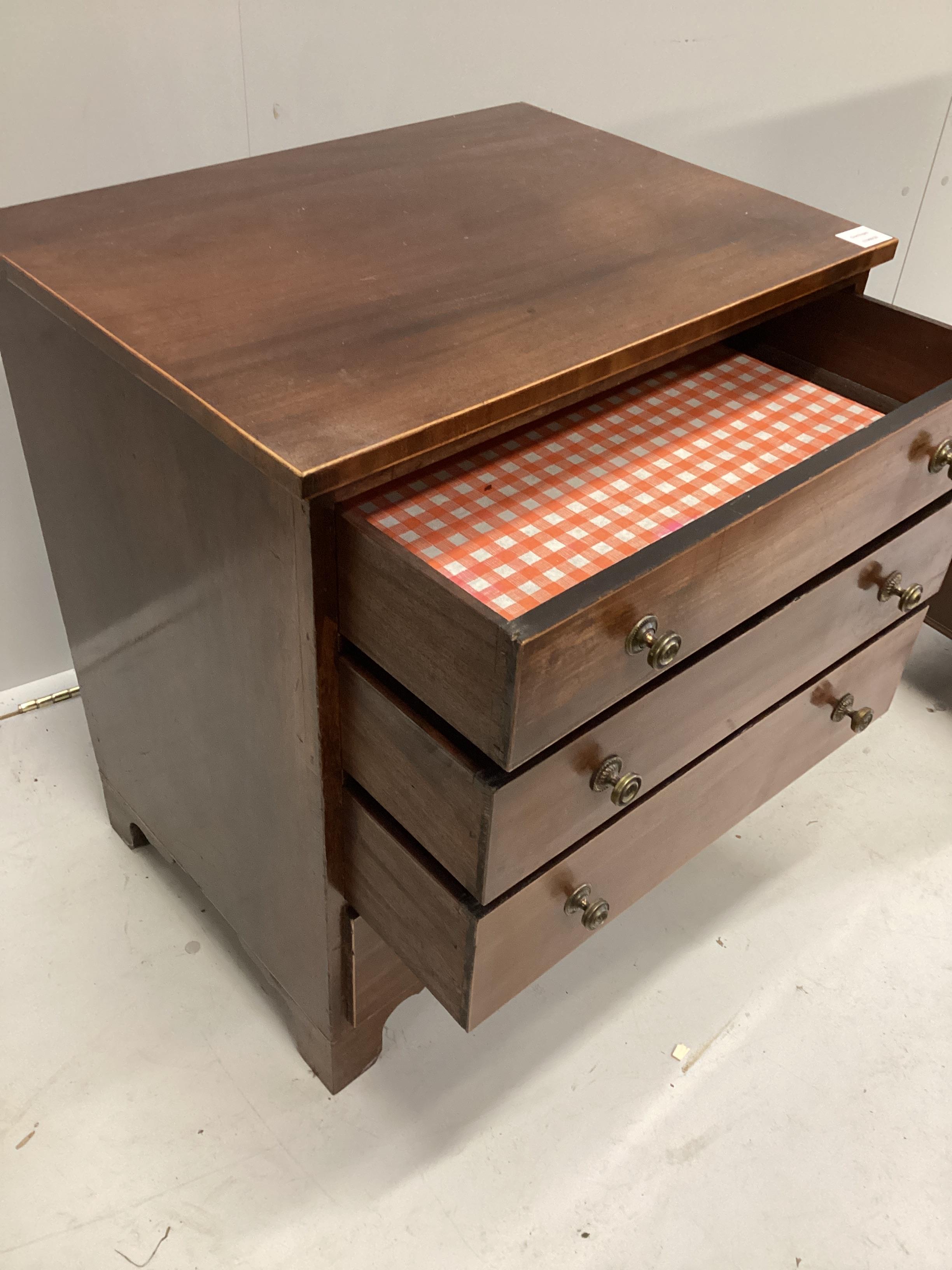 A small 19th century and later mahogany four drawer chest, adapted, width 63cm, depth 47cm, height 72cm